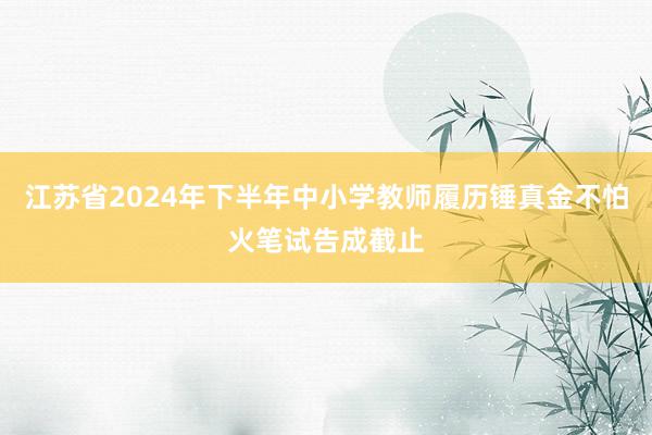 江苏省2024年下半年中小学教师履历锤真金不怕火笔试告成截止